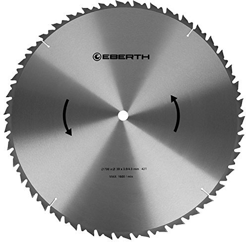 EBERTH Lame de Scie Circulaire en Acier avec Dents en Carbure pour la Coupe du Bois (Diamètre 700mm, Alésage 30mm, Épaisseur de la Lame 3.0mm, Largeur de Coupe 4.0mm, 42 Dents, RPM Max. 1600)