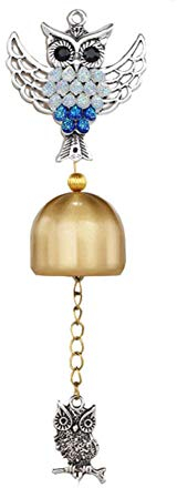 MOERZI Türklingel, Shopkeepers Glocke, Türklingel für Zuhause, dekorative Glocke, Geschenk, Wandmontage, magnetisch, Saugnapf, Metallglocken, Eule, Silber