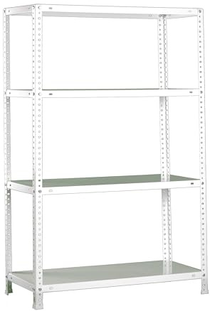 Simonrack Schwerlastregal, Lagerregal, 150x80x40 Metallregal, Kellerregal, Biegestelle 75 kg, 4 Fachböden, Weiss - Advantage | 4 Höhen, Metalltablett, 75 kg Biegepunkt, Weiß, Korrosionsschutzfarbe, Schraubmontage