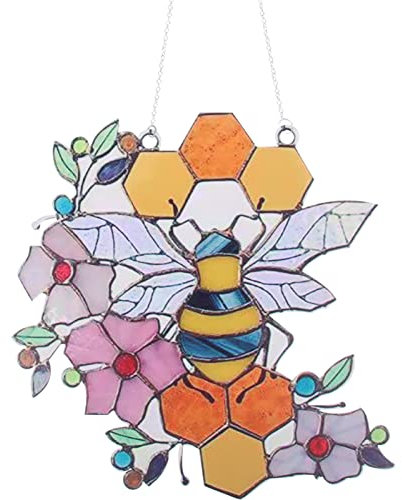 Amosfun Acryl Willkommensschild Bienen Türkranz Vintage Türschild Bienenwabe Form Willkommen Wandschild für Gartendeko Türdeko Landhaus Haustür Deko Hänger Wohnzimmer Wanddeko