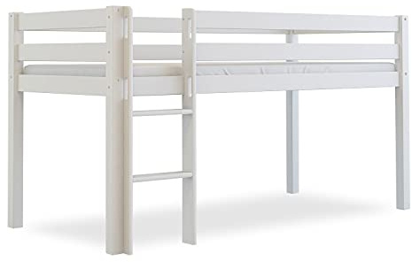 Betten-ABC Bubema Sam Kinder Hochbett, Buche massiv (Ausführung: Ohne Rutsche; Farbe: Weiß lackiert)