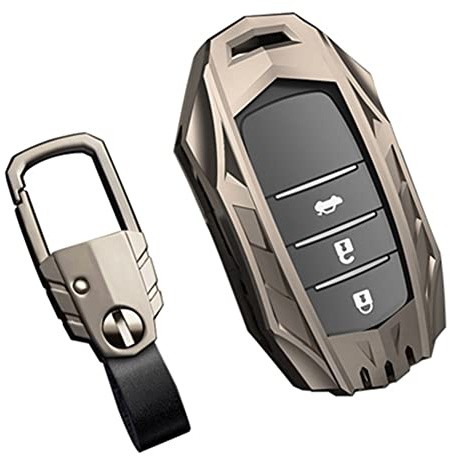 Otai Zinklegierung + TPU + Leder Autoschlüssel Hüllen für Toyota Prius Camry Corolla CHR RAV4 Prado 2016-2021 Fernbedienung Shell 2 3 Tasten (Matt)