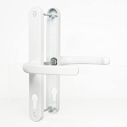 70mm PZ UPVC Door Handles Set Suits Cego Locks - White - Lever/Lever - 70mm PZ (Centres) - 215mm Screw to Screw - Backplate 245mm X 32mm - UPVC Door Handle - White Replacement PVC Door Handle