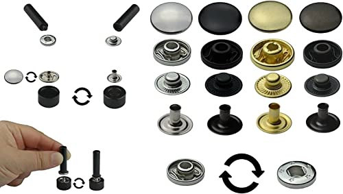 50 Stück 10 mm Druckknöpfe S-Feder inklusive Werkzeug Snaps Buttons Metallknöpfe rostfreie Knöpfe (Schwarz)