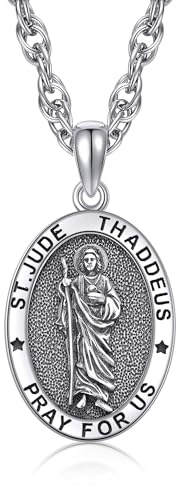 ONEFINITY Collana in argento Sterling 925 con San Giuda, Vergine di Guadalupe, Gesù, San Benedetto, gioiello religioso per donne e uomini, one size, Argento sterling, Non pietra preziosa