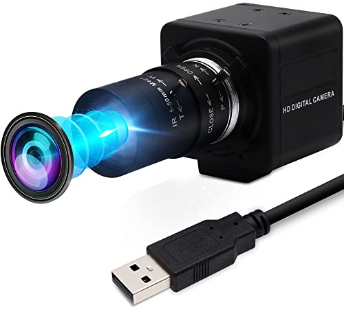 IFWATER USB Camera 1080P High Speed 260fps 5-50mm 10X Optical Zoom Lens 2MP USB Webcam Manual Close up Zoom in and Out,UVC Computer Comference Golf Swing Camera for Raspberry Pi Windows Mac