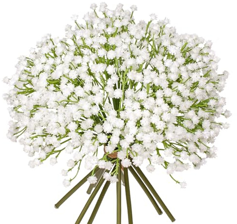 Briful 10 Stück Schleierkraut Künstliche Blumen Gypsophila Kunstblumen Wie Echt Kunstzweig Blumensträuße für Hochzeit Party Home Décor