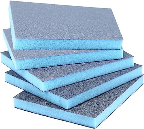 Schleifschwamm, Wiederverwendbare Schwammblöcke for Polieren von Holz, Aluminiumoxid, Körnung 180, 10 Stück, blau, 1,2 x 9,7 x 12 cm (Size : 800 Grit)