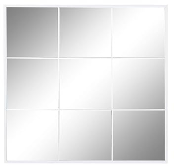 DKD Home Decor Miroir Mural Blanc Verre Fer fenêtre 90 x 2 x 90 cm