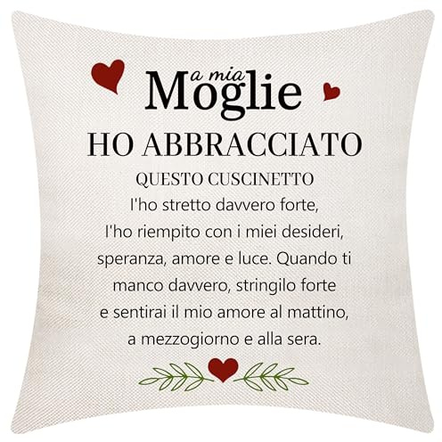 Aocaso Regalo per la moglie dal marito Moglie Copertura del cuscino per il compleanno San Valentino Anniversario Capodanno Regalo di Natale (moglie)
