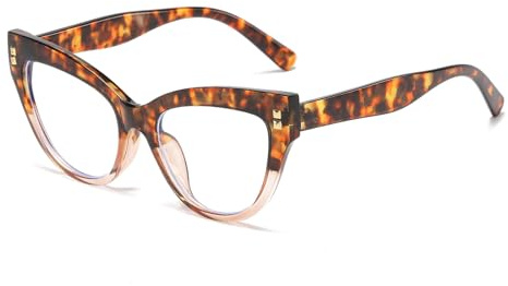 LJCZKA Retro Blaulichtfilter Brille Katzenaugen Damen，Vintage Moda Ohne Sehstärke Damen Groß Pc Gaming