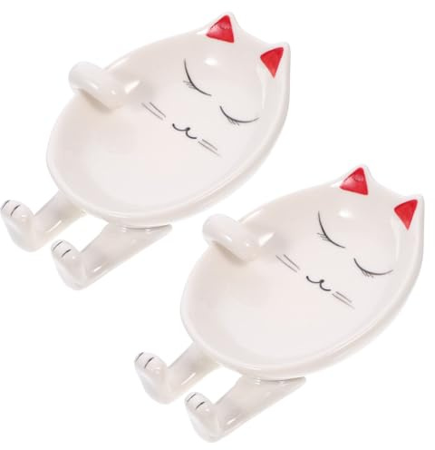 Kichvoe 2pcs Ceramic Spoon Rest Pot Lid Holder Kitchen Spoon Rest Scoop Tableware Holder Daily Use Countertop
