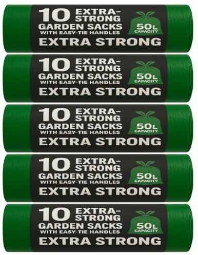 LND Gifts Heavy Duty Garden Waste Bags 50 Garden Sacks 50litre- Durable Bin Bag Liners for Rubbish, Ideal for Outdoor Cleaning and Gardening Tasks