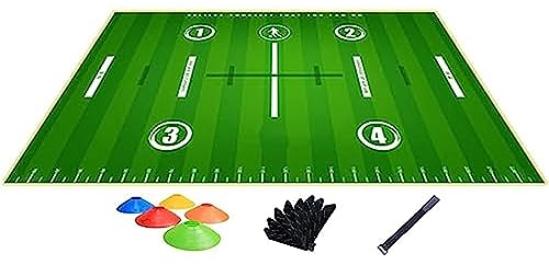 Fußball-Schritt-Trainingsmatte, rutschfeste Decke für das reguläre Trainingssystem, dribbelfreie Sporthilfsstützen mit 5 Scheibenkegeln, Trainings-Pace-Ball-Kontroll-Spielerausrüstung, für Fußballtr