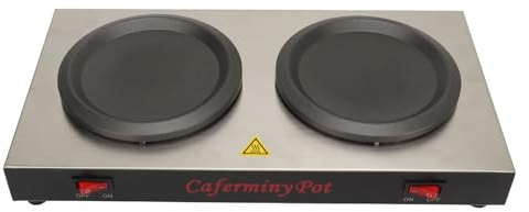 Double Coffee Warmer, Stainless Steel 160 w Portable Double Hot Plate Warmer Commercial Coffee Pot Standard Decanter Warmer, for Coffee Shops (UK Plug 220V)