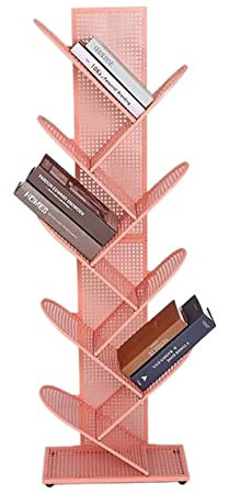 Bücherregal Bücherregal Kinder Bücherregal mit Schrank 9-stöckiges Baum-Bücherregal Kompaktes Lagerregal Metallgitter Stehendes Bücherregal Kleines Bücherregal Bücherregal Wand ( Color : Rosa , Size :