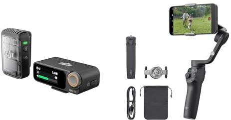 DJI Mic 2 (1 Sender + 1 Empfänger), kabelloses Mikrofon & Osmo Mobile 6 Gimbal-Stabilisator für Smartphones, 3-Achsen-Handy
