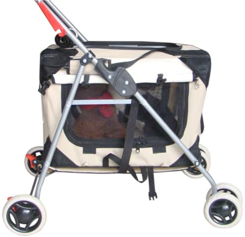 Hundebuggy Hundewagen Reise-Katzen-Kinderwagen, Haustier-Kinderwagen Mit Rädern, Faltbarer Hunde-Kinderwagen, Inklusive Superweichem Bett Und Belüfteten Fenstern Katzenwagen Katzenbuggy (Color : C)