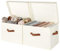 StorageWorks Aufbewahrungsbox Stoff mit Deckel, große Aufbewahrungsbox mit Deckel Stoff, Kisten Aufbewahrung mit Griffen, faltbare Aufbewahrungsboxen für Kleidung, elfenbeinweiß, 2 Stück