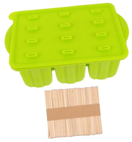 SHOWERORO 12gitter Eisformen Aus Silikon Wiederverwendbare Eiscremeformen Mit Stielen Werkzeug Für Diy- Für Frucht Milchmischungen