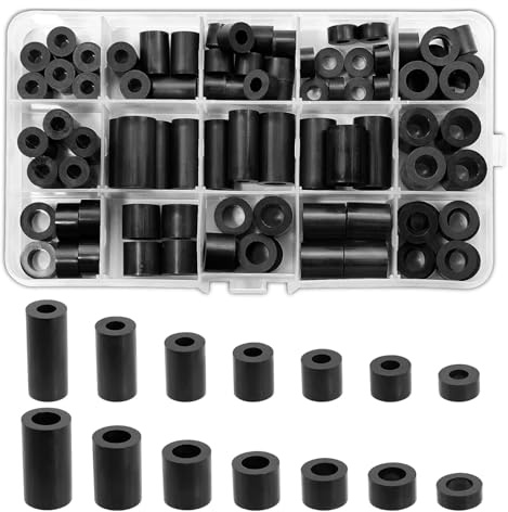 81 Pcs Espaciadores Nailon Negro, Espaciadoras Redondas ABS, Arandelas de Plástico Negro, M6/M8 Espaciadores Plástico, para Tornillos Eléctricos, Interruptor y Receptáculo