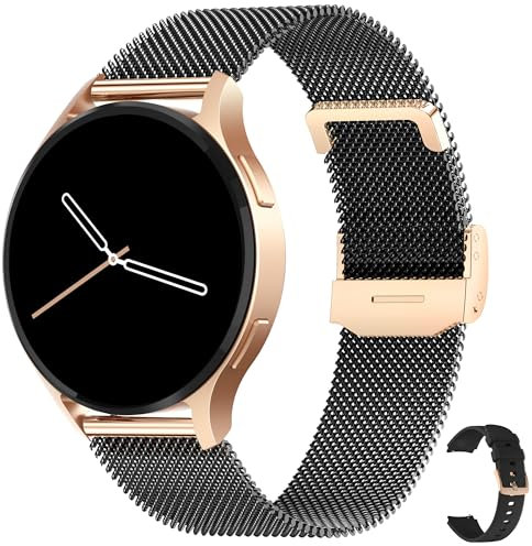 Levowatch Edgy Damen Smartwatch, AMOLED Always-On, KI Steuerung, Fitness Tracker für Android & iOS, 3 Armbänder, Edelstahlgehäuse, Telefonfunktion, Sprachsteuerung, Puls, wasserdicht, Frauenmonitor