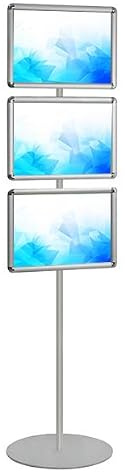 Danieli Store | Expositor Publicitario de Pie A3 con 3 Marcos a Presión | Soporte Autoportante para Carteles, Señalización y Publicidad | Poste Porta Comunicaciones para Tiendas y Ferias (Plata)