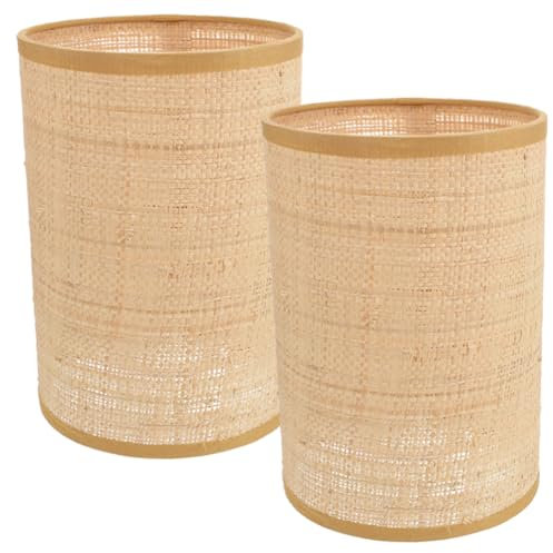 Hemobllo Rattan Tischlampe Rattan-lampenschirm – 2 Stück -gewebter Lampenschirm Tischlampenschirm Kleiner Lampenschirm Ersatz Für E27/e14-gewebte Lampenschirme Für Tischlampen Stehlampen