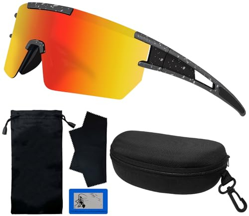 YUNYAKARSA Schnelle Brille Herren Damne, Polarisierte Fahrradbrille, Sonnenbrille Sportbrille, UV400 Rennradbrille, Rave Brille für MTB Ski Angeln Laufen