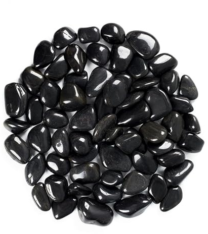 2000g Dekorative Kieselsteine, 2-4 cm Natürliche Polierte Kieselsteine, Dekosteine Garten Kleine Flusskiesel Schwarz für Vasenfüller, Sukkulenten, Pflanzentopf (Schwarz, 2-4 cm)
