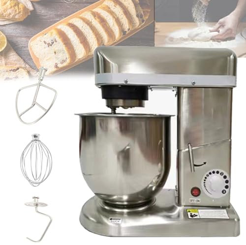 Batidora eléctrica de Cocina de 3 velocidades con Cabezal inclinable, Bol de Acero Inoxidable de 7/10 l, Gancho para Masa, batidor Plano, Varilla de Varillas, 500 W, 7 l