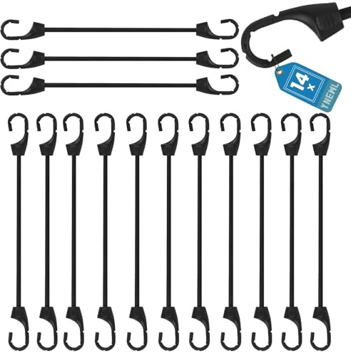 14PCS Tendeurs Elastique avec Crochets 15cm Tendeur, Sandow | Tendeur Elastique, Sangle Elastique pour Bagages, Barres de Toit, Camping - Résistant aux Intempéries et aux UV