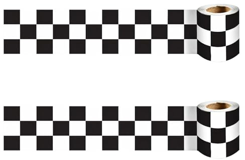 Karierte PVC-Tapetenbordüre, 240 cm, schwarz-weißes Design für Badezimmer, Küche und Auto, Innendekoration, einfach zu schneiden und zu installieren