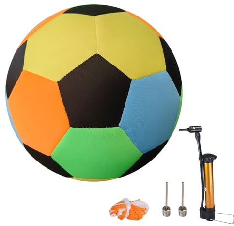 Jonuin Balón de Fútbol de Interior Talla 4 para Niños, Balón de Fútbol Silencioso con Bomba de Aire y Bolsa de Red - Ideal para Entrenamiento de Regates y Malabares
