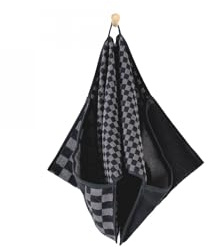 ZWOLTEX - Hundehandtuch extra saugfähig 100% Baumwolle (400 g/m²), Hunde Handtuch mit Taschen, Handtuch Hund,Oeko-TEX zertifizierte, Waschbar bei 95°C - Graphit Schachbrett (30x80 cm)
