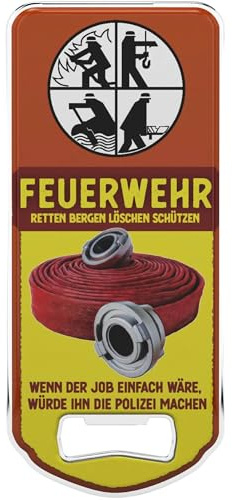 LANOLU Flaschenöffner Magnet FEUERWEHR Geschenke für Feuerwehrmänner, magnetischer Flaschenöffner lustig für Männer, Feuerwehr Geschenke für Männer aus Metall