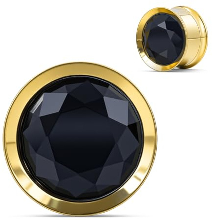 COOEAR Dilatadores de oreja de acero inoxidable/negro/dorado con cristales, dilatador de túnel de rosca, joyería de piercing.
