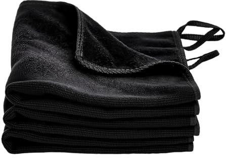 ZRUEWOT Chiffon Microfibre Auto 3 Pièces - Serviette Absorbante et Sèche Rapidement, 30x30 cm, Noir, pour Entretien Voiture, Polissage et Nettoyage