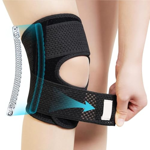 FSFLOYOM Kniebandage Meniskus für Damen und Herren, kniebandage meniskus, Knieschmerzlinderung, Kniebandage verstellbare Arthritis, Laufen, Meniskusriss, Wandern, Sport（L）