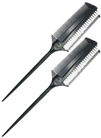 POPETPOP Cepillo para Teñir el Cabello Peine Multiusos de Plástico Negro Doble Cara Pack de 2 Piezas para Aplicación Salón Profesional o Peinados Diy