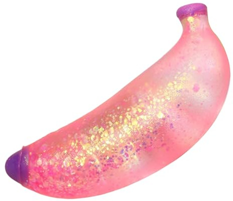 Squeezy Banana Stress-Spielzeug, langsam aufsteigendes Squish-Spielzeug mit glitzerndem Glitzer, tragbares Zappel-Squeeze- zum Stressabbau, 5, 12 x 1, 97 Zoll, Banane