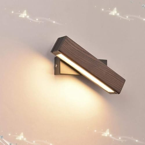 Lampada da parete moderna a LED, girevole a 360°, in legno, per interni, dimmerabile, adatta per camera da letto, soggiorno, corridoio, scale, illuminazione interna, soffitto, realizzata in alluminio