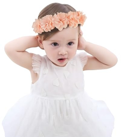 Fmeida pannband baby hårband barn flickor pannband blommor baby hår band hårband prinsessa pannblommor hårsmycke blommig nyfödd rosa