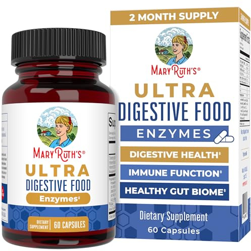 MARYRUTH'S Organics Ultra Digestive Enzymes Capsules | Up to 2 Month Supply | Supplement for Gut Health Support | Digestion & Immune Support with Amylase | Lipase & Lactase | Vegan | 60 Count