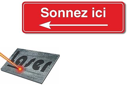 Mygoodprice Plaque gravée autocollante 13x4cm sonnez Ici Gauche Fond Rouge