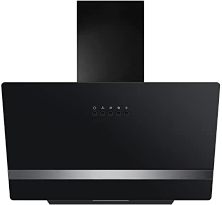 YUNA Dunstabzugshaube DURESA 60 cm Schwarz Glasfront 3 Leistungsstufen 47W Motorleistung Energieeffizienz A Abluft Umluft Kopffrei LED Beleuchtung Ohne Kohlefilter Wandhaube