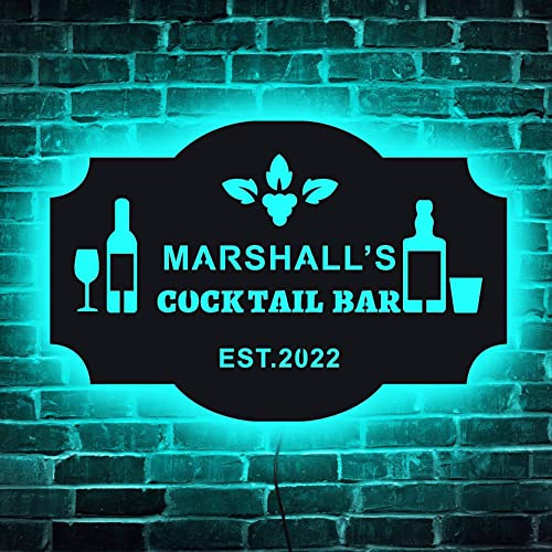 soulglass Personalisierte Bar-Schilder für Hausbar, Neon-Barschild, LED-Lichtleiste, personalisierbares Barschild, Bar-Schild, Neonschild für zu Hause