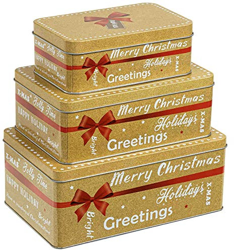 Haushalt International Keksdosen Set 3-Tlg. - Weihnachten - Plätzchendose (Merry Christmas)