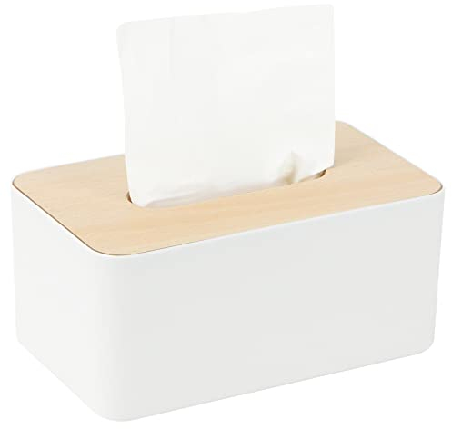 Caja de Pañuelos,21.5X13X10cm, Pañuelos de Papel Rectangular para Comedor, Despacho, Coches, Baño (Blanco)