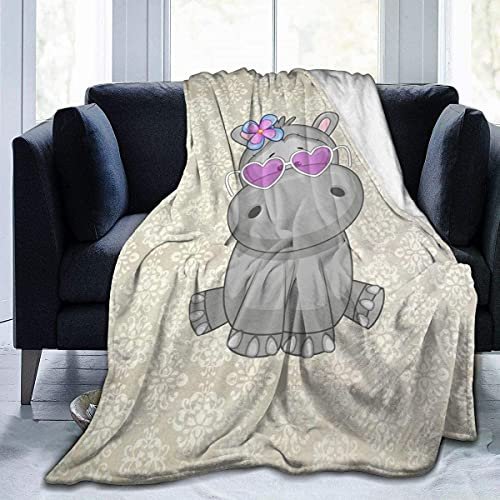 Boceoey Kuscheldecke Flauschig Decke Sofa Flanell Fleecedecke, Weich Warme Decken als Sofadecke Wohndecke Couchdecke Tagesdecke, Leichte Decke 150x200 cm Nilpferd